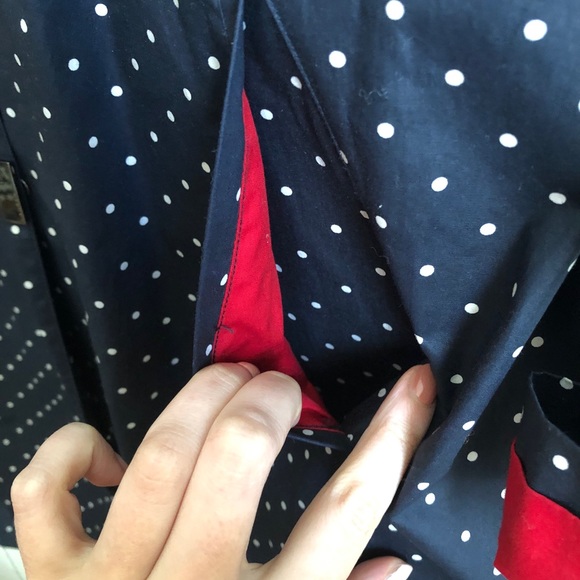 Lauren Ralph Lauren Navy Polka Dot Rain Coat - Picture 9 of 13